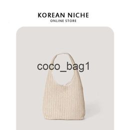 2024summer new large capacity grass woven bag womens fashion simple ins niche design shoulder