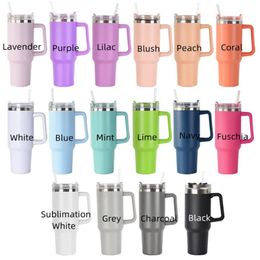 40oz Stainless Steel Tumbler with Handle and Straw Vacuum Travel Mug Insulated Tumblers254g