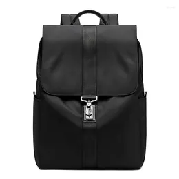 School Bags Black Buckle Backpack Casual Business Commuter Bag Large Capacity Composite Nylon Waterproof Splash Fabric 15.6 Laptop