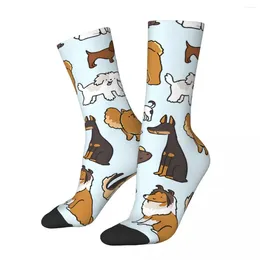 Men's Socks Funny Happy Doggy Doodle Retro Harajuku Dachshund Pet Dog Street Style Seamless Crew Crazy Sock Gift Pattern Printed