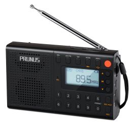 Radio PRUNUS J401 Recordable Radios AM FM Radio Digital MP3 Player by TF Card AUX Wired Speakers Portable Rechargeable Radio receiver