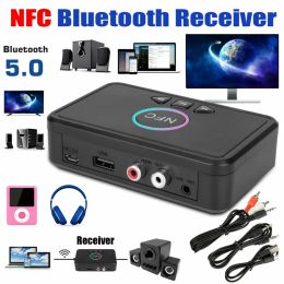 Speakers Bluetooth Adapter NFC BT5.0 Wireless Audio Receiver Transmitter 3.5mm Jack AUX 2 RCA Stereo Sound For Speaker Headset Car