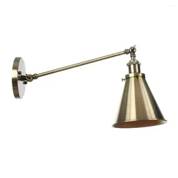 Wall Lamp L30cm Long Arm American Industrial Style Single Adjusted Light E27 Bronze Finished Metal Skirt Shade Sconce