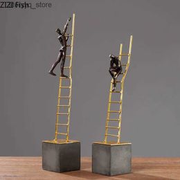 Other Home Decor Resin Sculpture Gold-plated Stair Climber Figures Statue Room Aesthetics Desk Decoration Thinker Ornaments Decorative Figurines Q240229