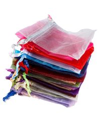 100pcs pure color drawstring gift bag transparent organza chiffon pearl yarn bag 79CM jewelry bag bundle pocket wedding whole2896038