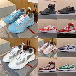 Luxury Mesh Nylon Low Americas Patent Sneakers Designer Casual Shoes Leather Flat Blue White Black Red Soft Rubber Trainers Womens Mens Runners