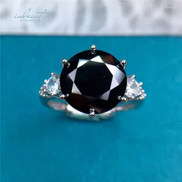 Cluster Rings Inbeaut 925 Silver 5 Ct Excellent Cut Pass Diamond Test Round Black Moissanite Pirnces Arm Ring For Teen Girls Fine Jewelry