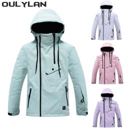 Sets Oulylan Skiing Rain Windproof Men's Ski Jacket Solid Color Waterproof Coat Mountain Plush Warm Winter Outdoor Sports Coats Women