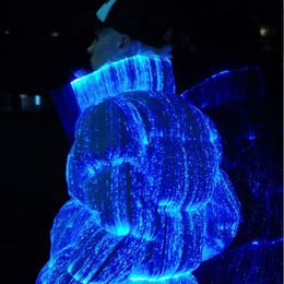 24SS Fashion Mens Designers Deliver Monsters Palm Fiber Blue Light Refractions Optic Down Jacket Angels Men Women LED Lighting Fluorescent Down Jackets Filled Coat