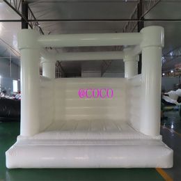 outdoor activities 4.5x4.5m (15x15ft) full PVC inflatable wedding bouncer jumping bouncy castle for kids all pvc white house for birthday party