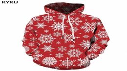 KYKU Christmas Hoodies Men Sweatshirt Red Hip Hop 3d Print Hoodie Xmas Snowflake Sweatshirt Pullover Hooded Funny Mens Clothing LY8997915