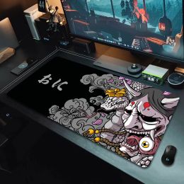 Pads Oni Big Mouse Pad XXL Laptop Notebook Mats Gamer Mousepad Japan Gaming Mouse Pad Large Locking Edge Keyboard 1000x500mm Desk Mat