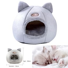 Mats Round Short Plush Cat Litter Sleeping Nest Cat Bed Warm Soft Comfortable Warm Pet Supplies Bed Round Semienclosed Cat House