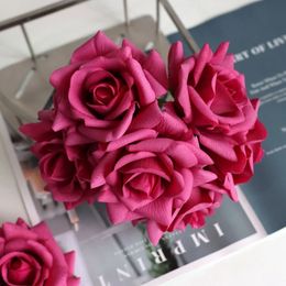 Real Touch Moisture Moisturizing Artificial Latex Roses Wedding Bouquets Home Garden Balcony Desktop Decoration Fake Flowers 240228