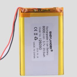 Speakers 126090 3.7v 8000mAh Liion Lipo Cells Lithium LiPo Polymer Rechargeable Battery For Speaker Portable DVD Bluetooth