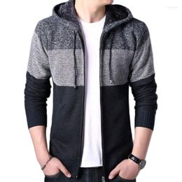 Men's Sweaters Thick Hooded Autumn Winter Sweater Patchwork Fleece Cardigan Coat Men Jacket Warm Male Oversize Clothes Plus Size Nice