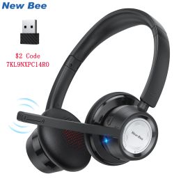 Headphones New Bee BH58 Wireless Headphones V5.0 Bluetooth Headset 25 Hrs Playtime with Mic Foldable Lightweight Earphone for Phones Laptop