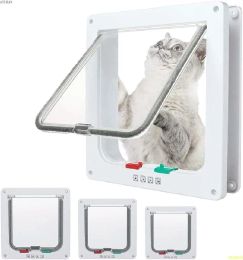 Cages ATUBAN Cat Door Flap Extra Large,4 Way Locking for Interior Exterior Doors,Weatherproof Pet Door for Cats Doggie Kitties&Kittens