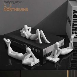 Other Home Decor NORHTEUINS resin abstract reading man figure figurines interior art Thinker statue Decoration accessories for study living room Q240229