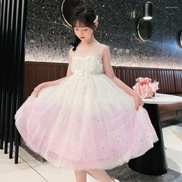 Girl Dresses 2024 Summer Girls' Dress Foreign Style Gauze Skirt Princess Versatile Sweet Mesh Dancing