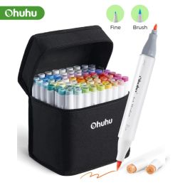 Markers Ohuhu Honolulu B Marker Pen Dual Tips Alcohol Art Markers Set Coloring Manga Sketching Drawing Felt Pen School Supplies