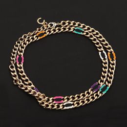 2024 Luxury quality charm long chain sweater pendant necklace with colorful enamel design in 18k gold plated have stamp box PS3025B