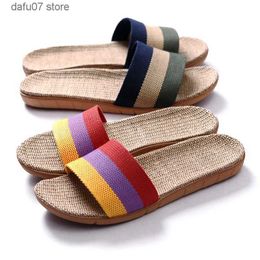 Slippers Suihyung Summer Flax Women Men Casual Linen Slides Multi-Style Non-Slip EVA Home Flip Flops Indoor Shoes Female SandalsH24229