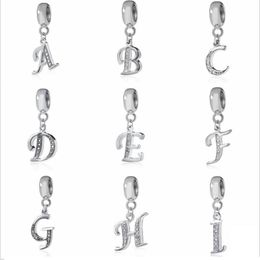 Letter Charms for European Bracelets Necklace Authentic 925 Sterling Silver A-Z Pendant Beads DIY Alphabet Accessories Fit Making 273e