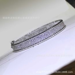 Designer Van cl-ap Fanjia Full Sky Star Beaded Edge Bracelet 925 Silver Plated 18K Gold Simple Fashion Signature Wide Narrow Diamond Z2XU