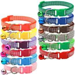 Collars New 50PC Small Dog Cat Collar Bulk Reflective Adjustable Collar For Dogs Pets Small Dogs Puppy Collar with Bell Pet Supplies