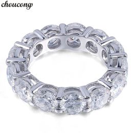 choucong Eternity Ring Round 6MM 5A Zircon Sona Cz 925 Sterling Silver Engagement Wedding Band Rings for Women Men Fine Jewelry251E