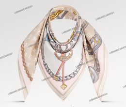 New Top Satin Silk Shawl Designer Scarves Bandana Brand Print Kerchief Long Handle Bag Scarves Square Bandeaus Turbans Headband Ring Summer Wrap M77664