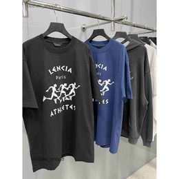 t-shirts designer Sweaters balenciga t shirt Tshirt High Edition Mens Paris B Sports Running Men's Marathon Printed Round Neck Loose T-shirt Short Sleeve Fashion X8SX