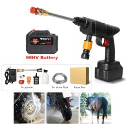 Washer Portable High Pressure Water Gun Cleaning Car Wash Hine Garden Watering Hose Nozzle Sprinkler Foam Water Gun 96hv Big Battery