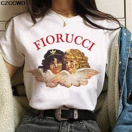 Women's Blouses Shirts Cute Angel Baby Korean Shirt T-shirts Clothing Women Oversized Fiorucci Letter Fun Harajuku O-neck Loose 240229