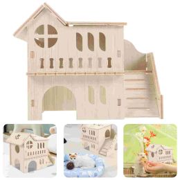 Cages Hamster Villa Wooden Rat Hideout Delicate House Toys Supplies Hideouts Habitat Accessories