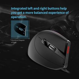 Mice ZELOTES USB Wired Vertical Optical Mouse 9 Buttons T50 Wired Vertical RGB Gaming Mouse 12800 DPI Adjustable for PC Computer