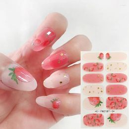 Nail Stickers 1Sheet 3D Strawberry Sticker Full Cover Slider Spring Summer Decals Creative DIY Decoration Beauty Manicure For Women