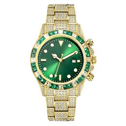 watch high grade diamond studded Ditong full diamond green disc sun pattern luminous quartz watch