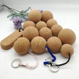 Keychains 2Pcs Cork Ball Floating Buoy Key Holder Decorative Rowing Pendants For Women Men Special Wooden Rings
