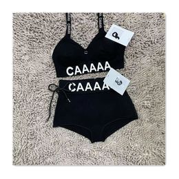 Designer Beach Ikbini Swimsuit Split Beach Letter Printed Triangle Sexy Fashion Sunshine Sports Leisure Black Womens Bikini Set