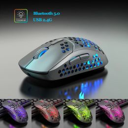 Mice Wireless Gaming Mouse Bluetooth,RGB Ultra Lightweight,Honeycomb Silence 2.4G Rechargeable Luminous Breathing for Laptop/PC