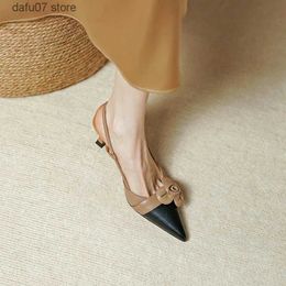 Dress Shoes Summer Women 6.5cm High Heels Flowers Sandals Slingbacks Party Cowhide Sandles Sexy Heeled ApricotH24229