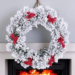 Decorative Flowers With Snow Vine Christmas Candlestick Wreath Flocking Berry White Candle Holder Garland Reusable Artificial