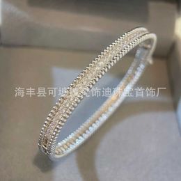 Designer Van cl-ap V Gold High Edition Classic Versatile Fanjia Narrow Single Row Diamond Bracelet Full of Sky Stars Pearl Edge One Female B4S6