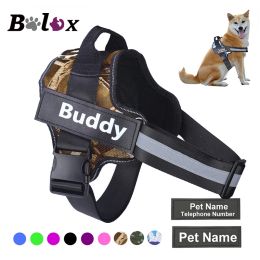 Harnesses Dog Harness NO PULL Reflective Breathable Adjustable Pet Harness Vest with ID Custom Patch Outdoor Walking Dog Supplies
