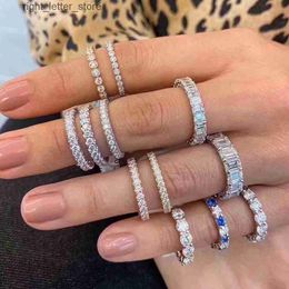 Rings 2020 Sparkling Luxury Jewellery Silver White Topaz Gemstones Promise Women Wedding Engagement Ring For Lover Gift 240229