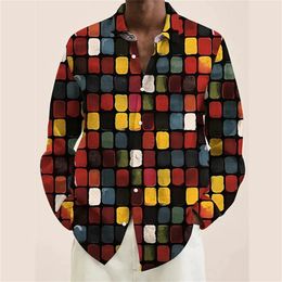 Mens Shirt Pattern Shirt Fashion 3D Printing Multi color Outdoor Street Long Sleeve Comfortable Button Printed Clothing 240219