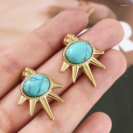 Stud Earrings Irregular Blue Zircon Natural Stone For Women Stainless Steel Jewelry Decoration Wholesale