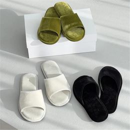 Slippers The R Velvet Flat Shoes For Women Master Quality Canal Slipper 2024 Design